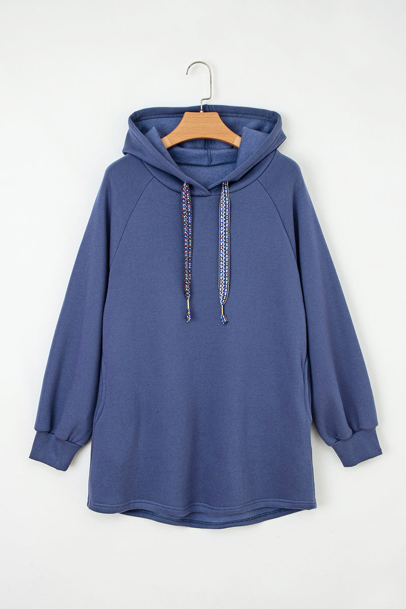 Fleece Lined Adjustable Drawstring Oversize Tunic Hoodie