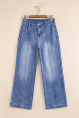 Tailored Center Seam Detail Straight Loose High Rise Jeans