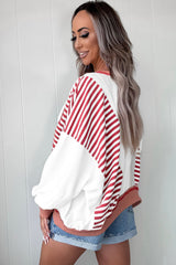 Stripe Colorblock Patchwork Contrast Stitching Oversize Sweatshirt
