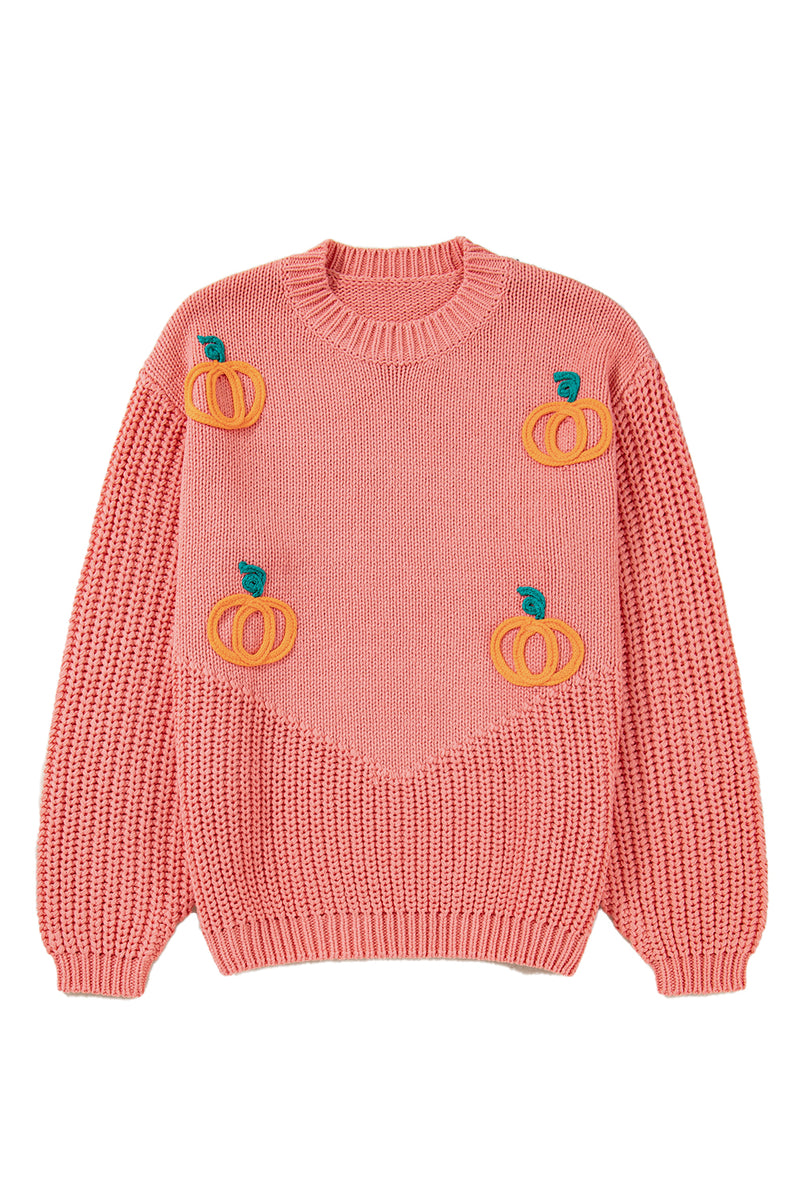 Pumpkin Embroidered Thanksgiving Holiday Sweater