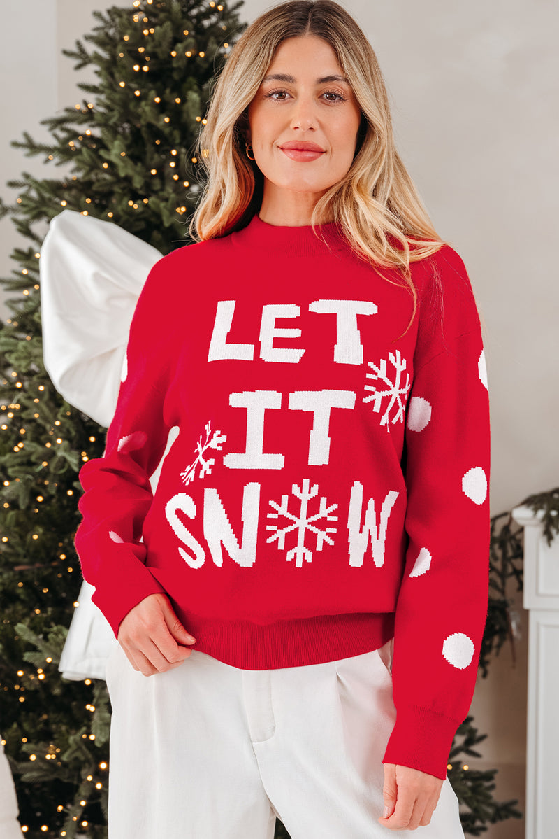 LET IT SNOW Graphic Christmas Holiday Loose Sweater