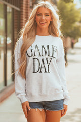 Vintage Washed GAME DAY Graphic Baggy Sweatshirt