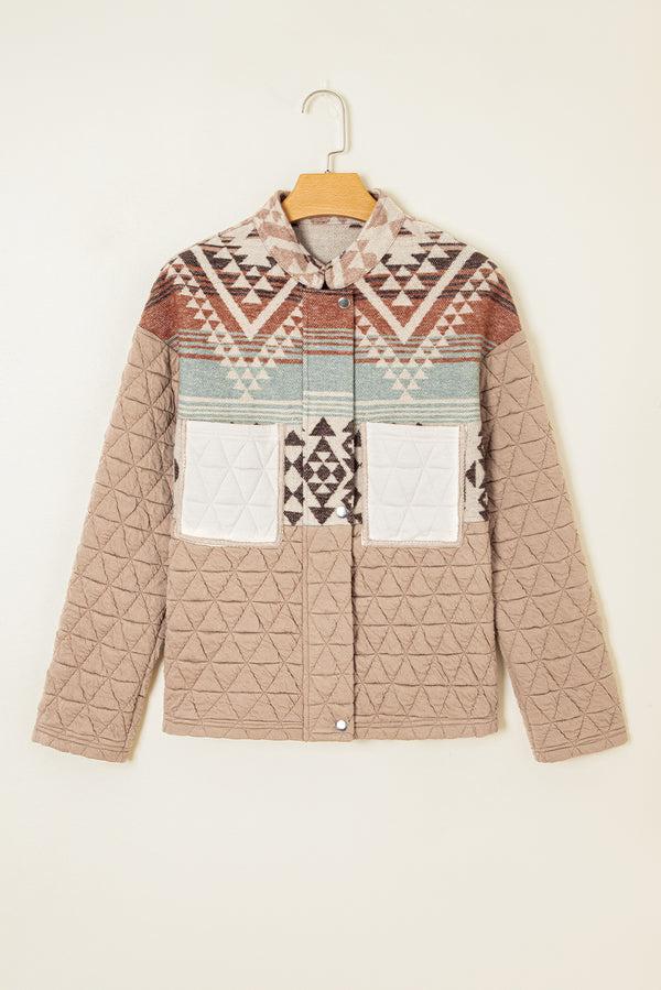 Light French Aztec Quilted Patchwork Western Fashion Jacket