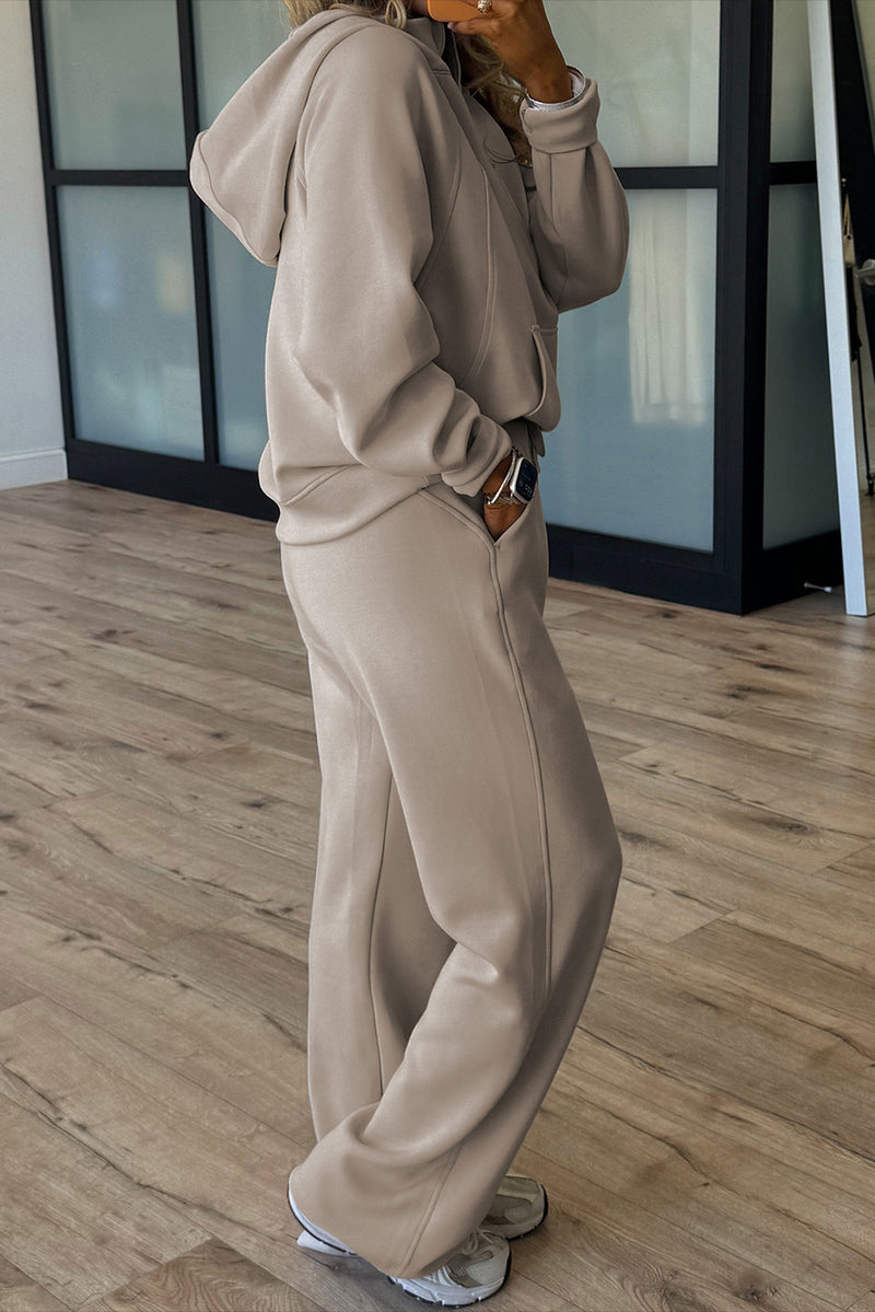 Half Zip Thumbhole Sleeve Hoodie Active Pants 2pcs Outfit