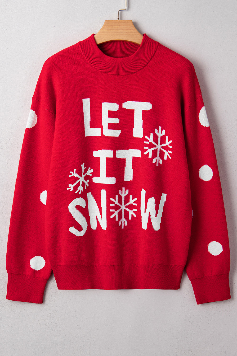 Red LET IT SNOW Graphic Christmas Holiday Loose Sweater