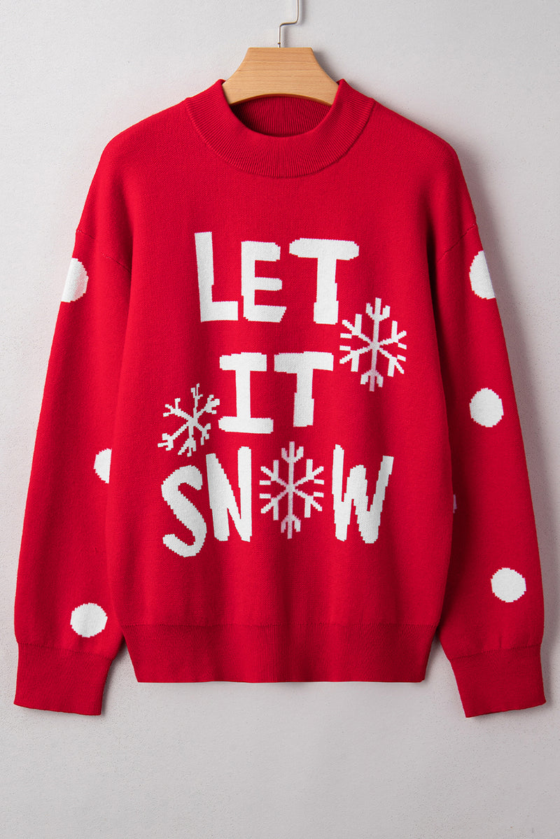 LET IT SNOW Graphic Christmas Holiday Loose Sweater