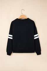 Varsity Striped Detail Drop Shoulder Oversized Sweatshirt