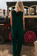 Corduroy V Neck Patched Pocket Sleeveless Jumpsuit