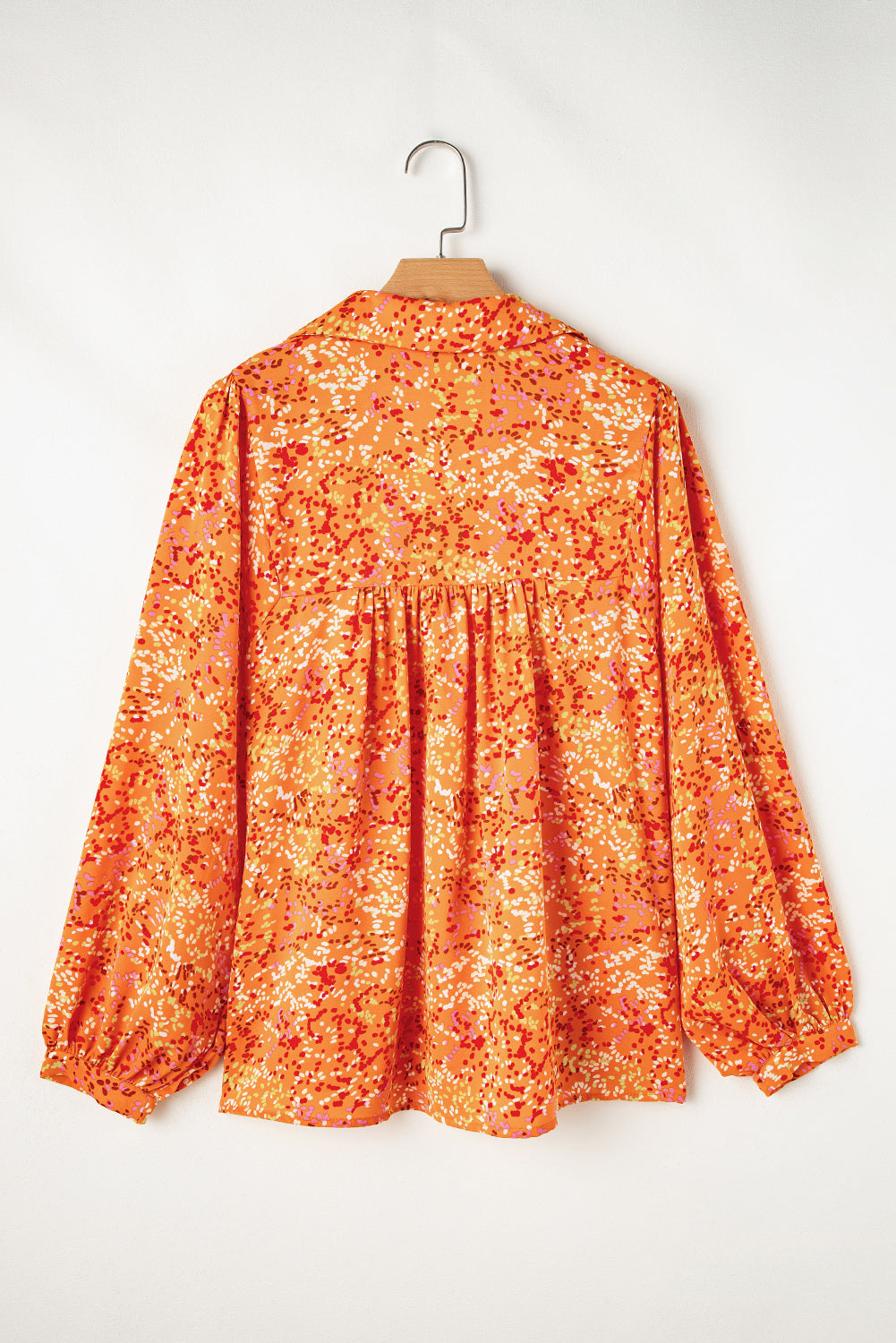Abstract Print Collared V Neck Baby doll Blouse