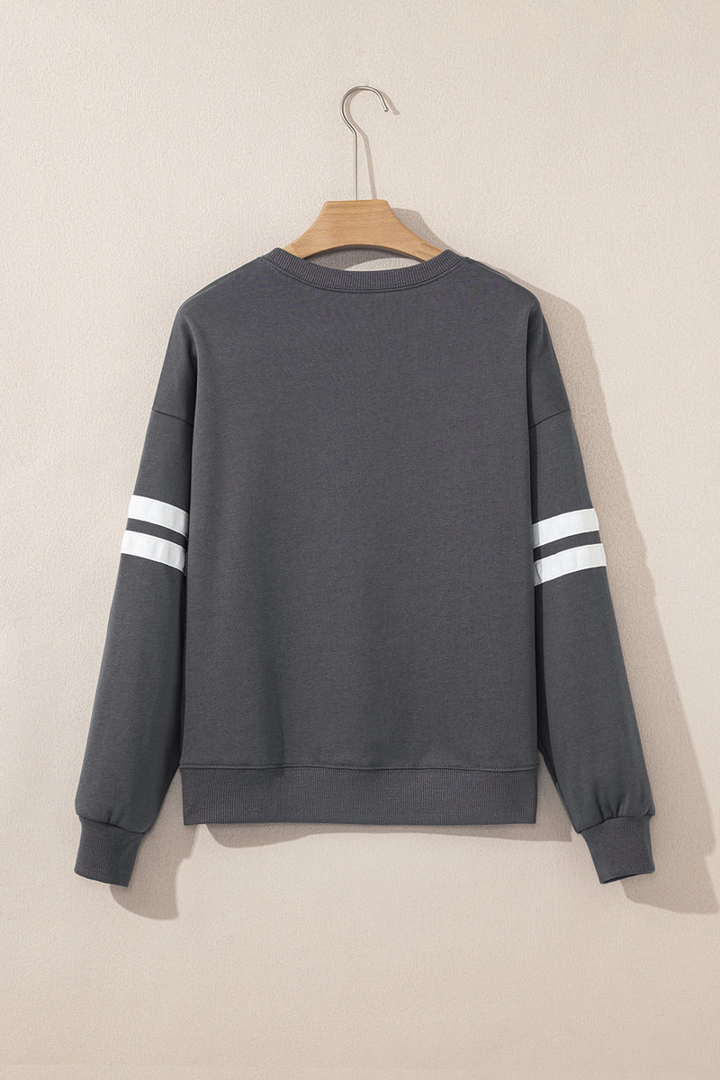 Varsity Striped Detail Drop Shoulder Oversized Sweatshirt