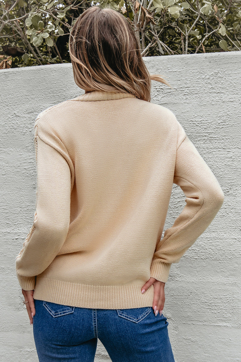 Solid Open Knit Drop Shoulder Sweater Cardigan