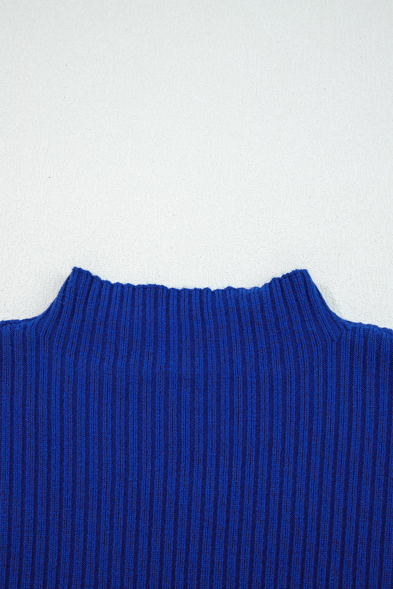 Patch Pocket Ribbed Knit Short Sleeve Sweater