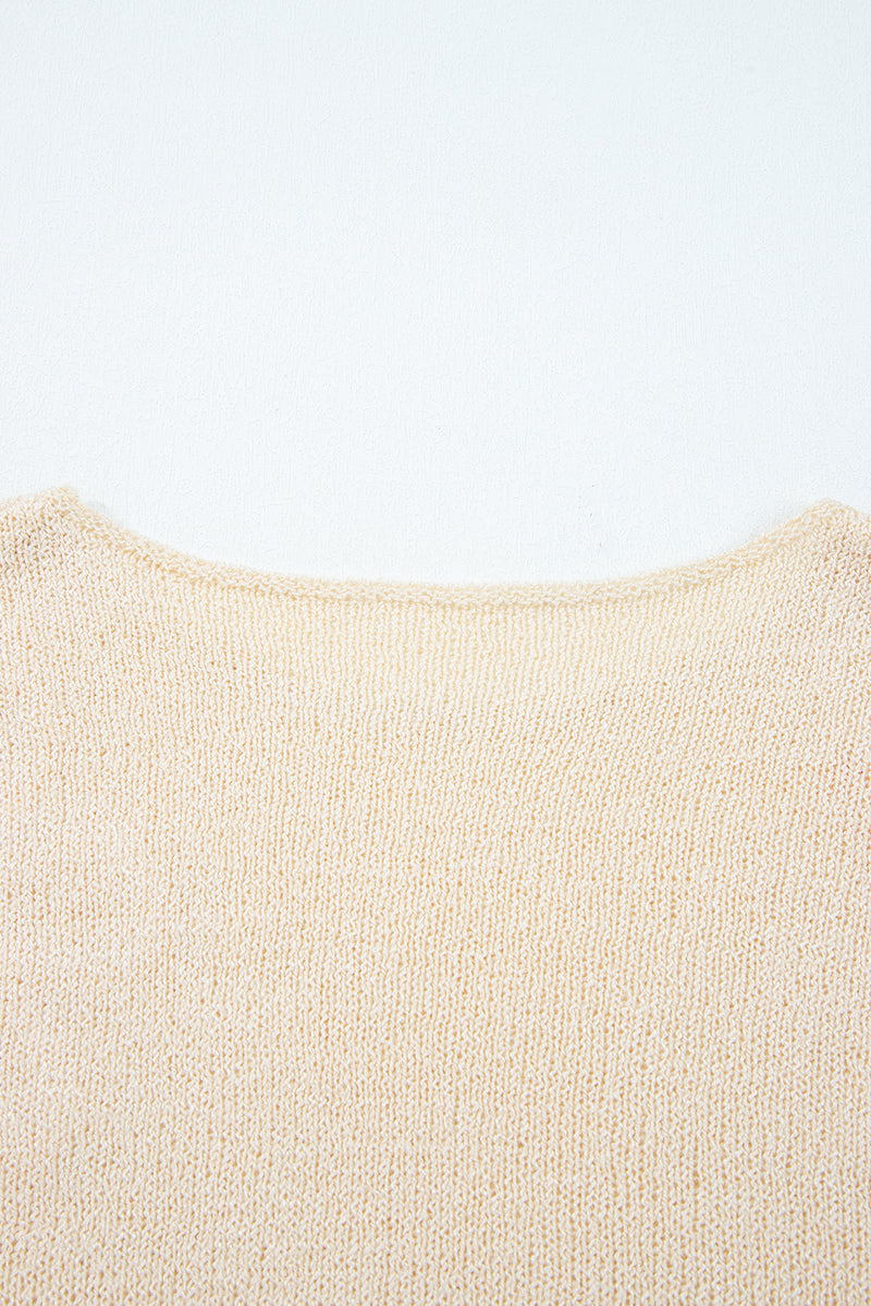 Jet Stream Contrast Flower Detail Colorblock Cuffed Loose Sweater