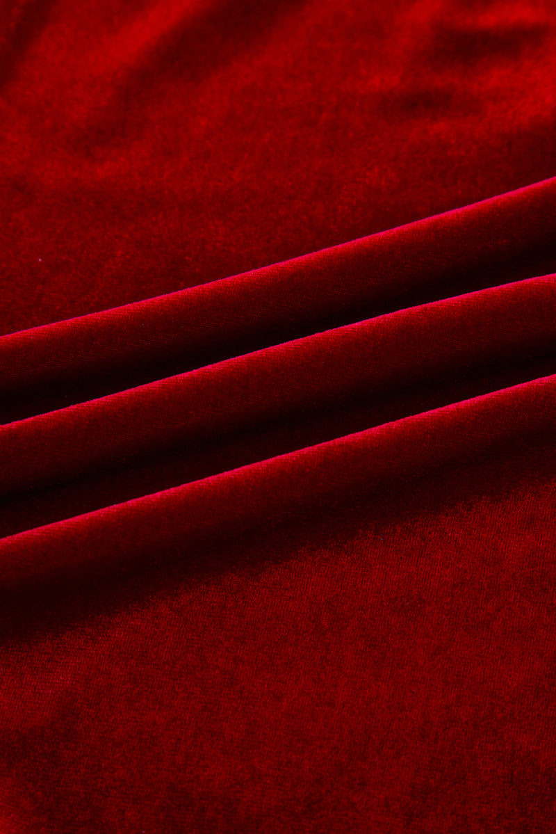 Bowknot Decor High Waist Velvet Mini Dress