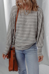 Stripe Dolman Sleeve Drop Shoulder Top