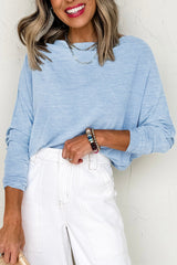 Solid Color Batwing Long Sleeve Top