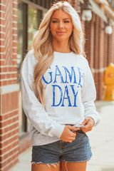 Vintage Washed GAME DAY Graphic Baggy Sweatshirt
