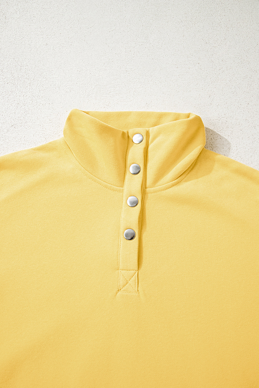 Embroidered Flower Patchwork Snap Buttons Pullover Sweatshirt