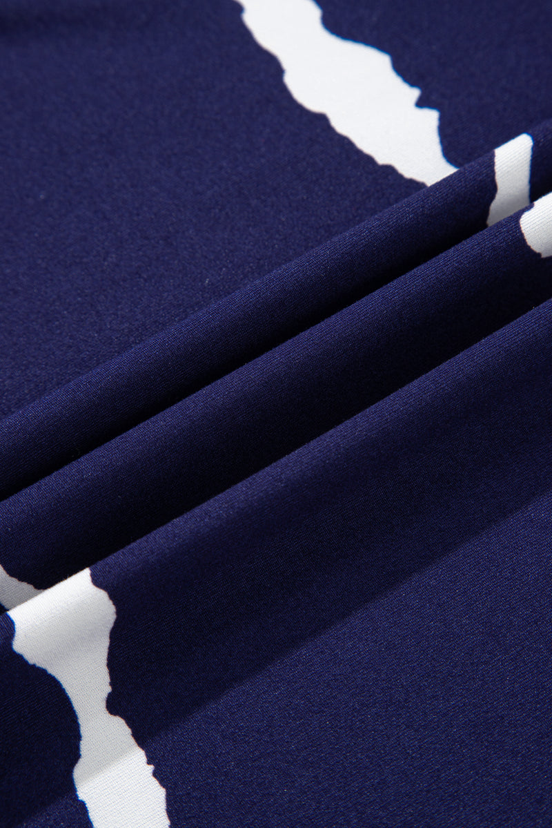 Blue Tie-dye Stripe Casual T-Shirt