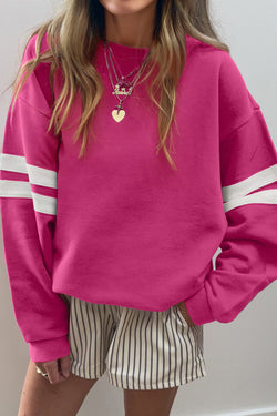 Varsity Striped Detail Drop Shoulder Oversized Sweatshirt