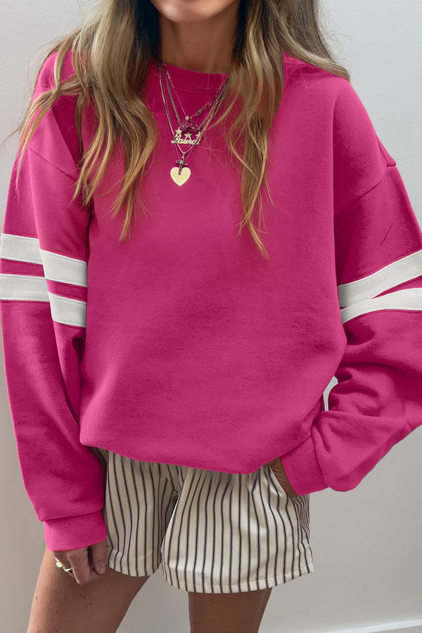 Varsity Striped Detail Drop Shoulder Oversized Sweatshirt