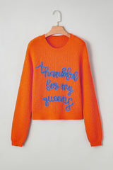 Thankful for my queens Ribbed Knit Drop Shoulder Graphic Sweater