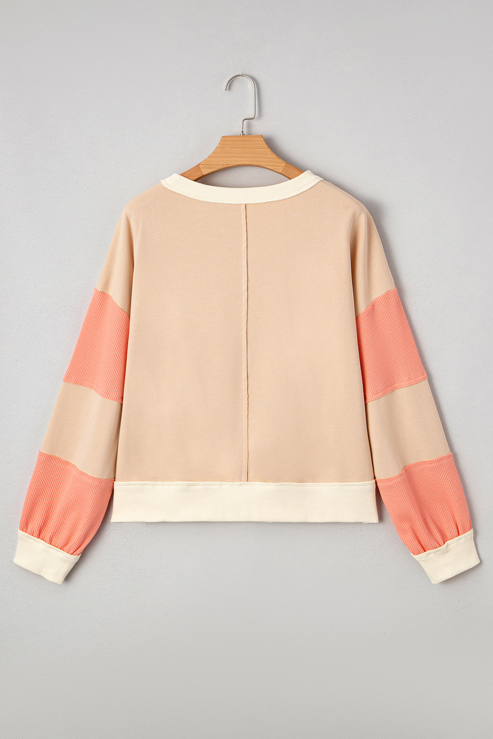 Color Block Textured Patchwork Pullover Sweatshirt