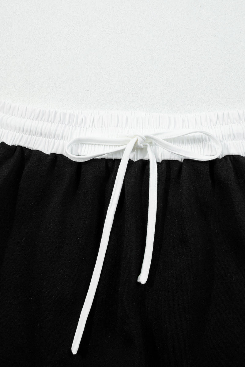 Varsity Stripe Detail Drop Shoulder Pullover Mini Skirt Set