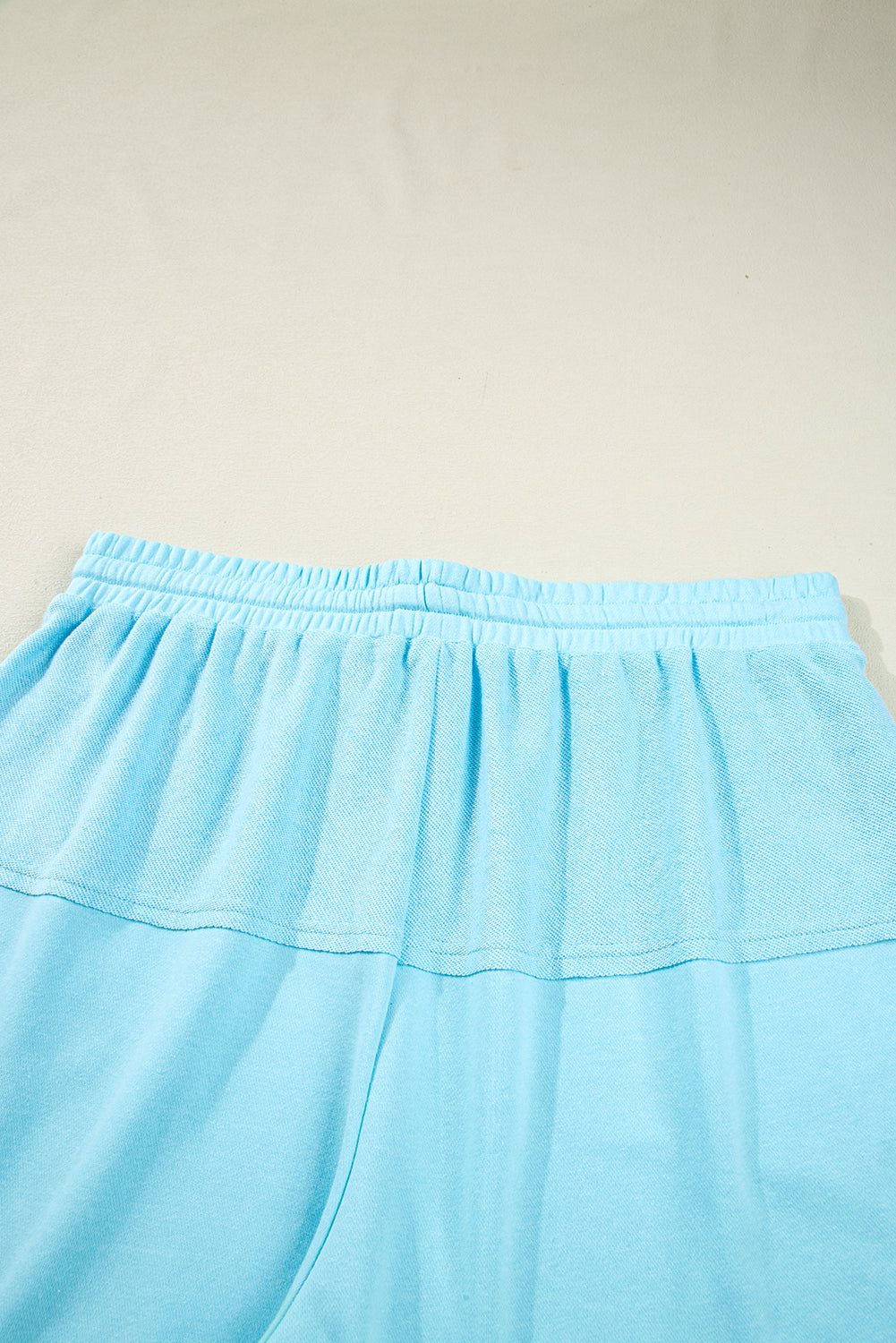 Plus Size Solid Color Splicing Raw Hem Pullover Top Shorts Set