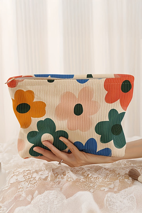 Floral Print Corduroy Minimalist Storage Bag