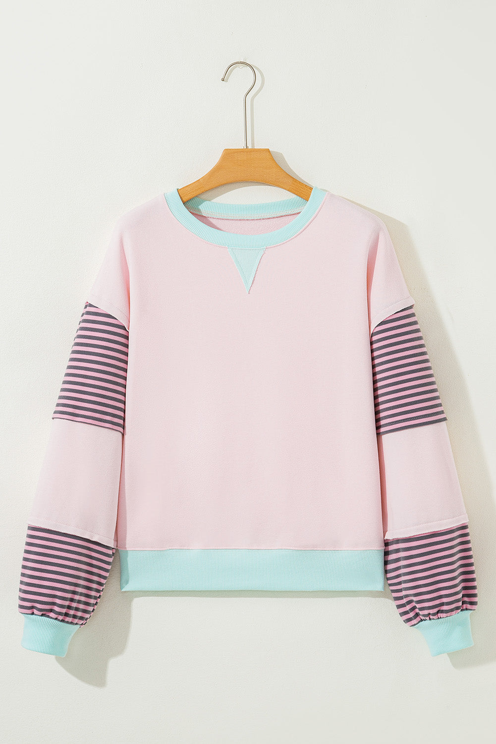 Striped Color block Patchwork Drop Shoulder Sweatshirt