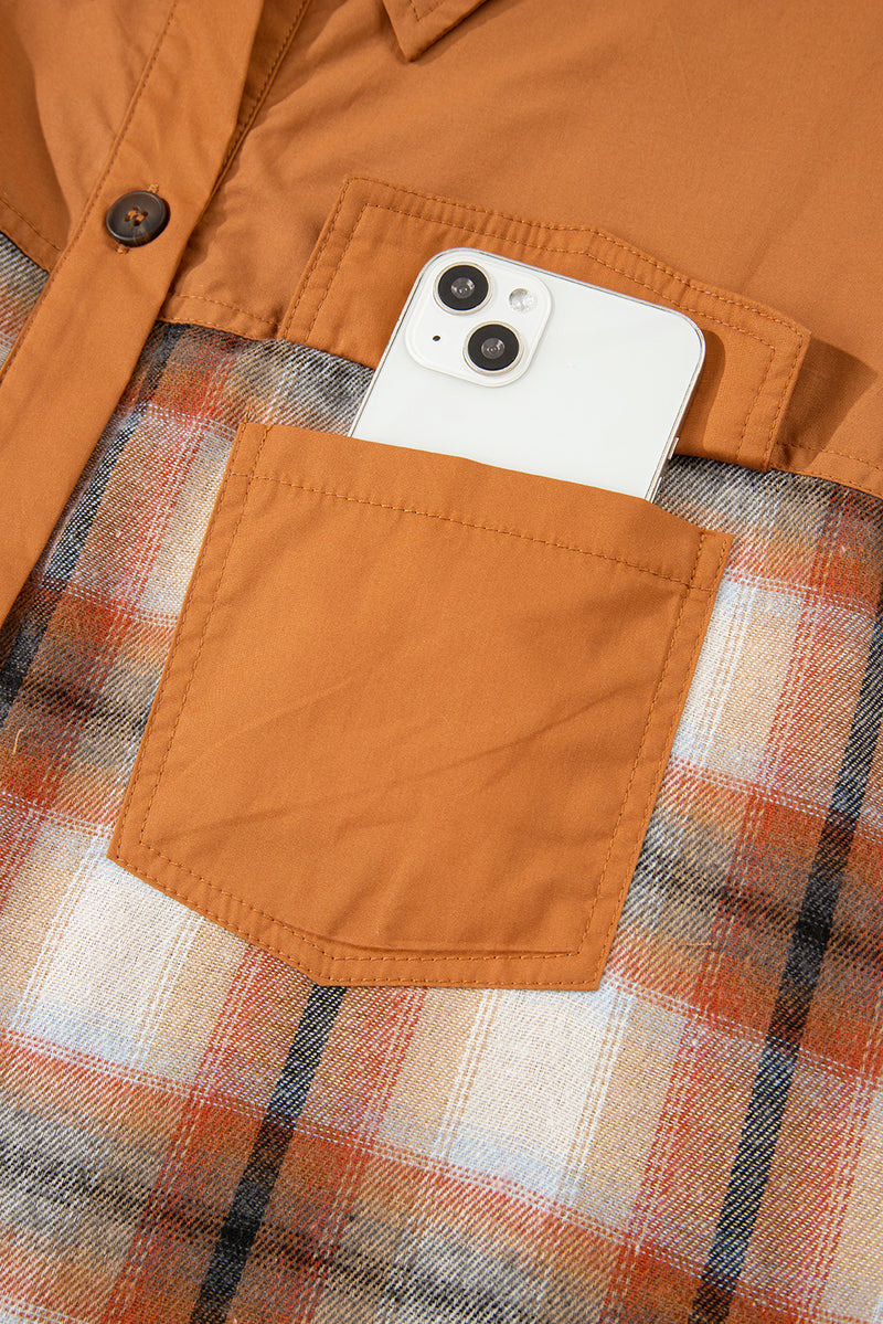 Plaid Color Block Patchwork Ruffle Hem Tunic Shirt Dress