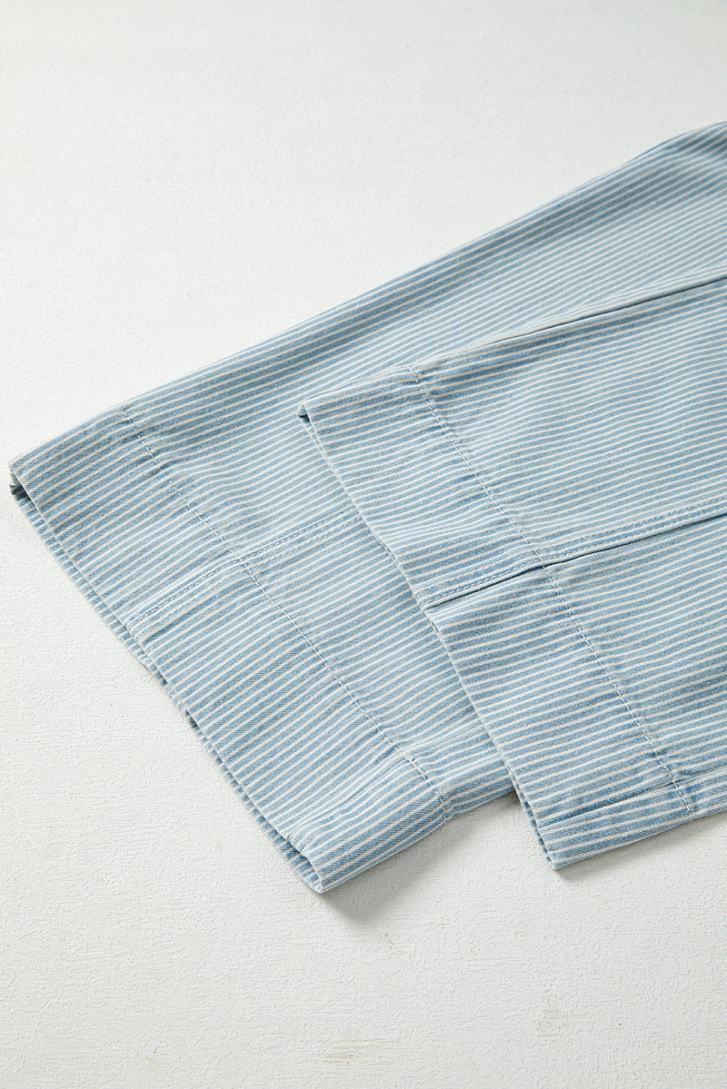 Stripe Mid Rise Drawstring Waist Jeans