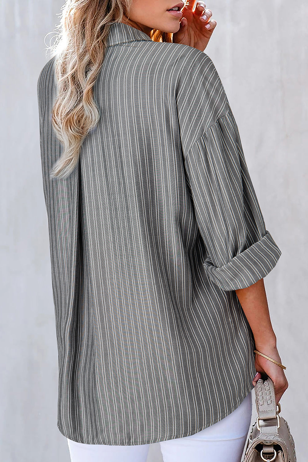 Stripe Button Up Oversized Casual Shirt