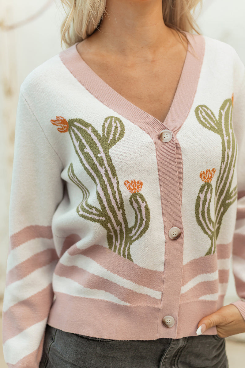 Desert Cactus Buttoned Front Sweater Cardigan