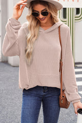 Twisted Rib Texture Solid Hoodie