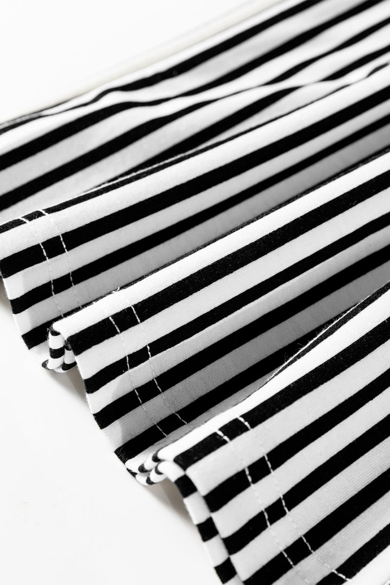 Stripe Elastic High Waist Pocketed Loose Pants