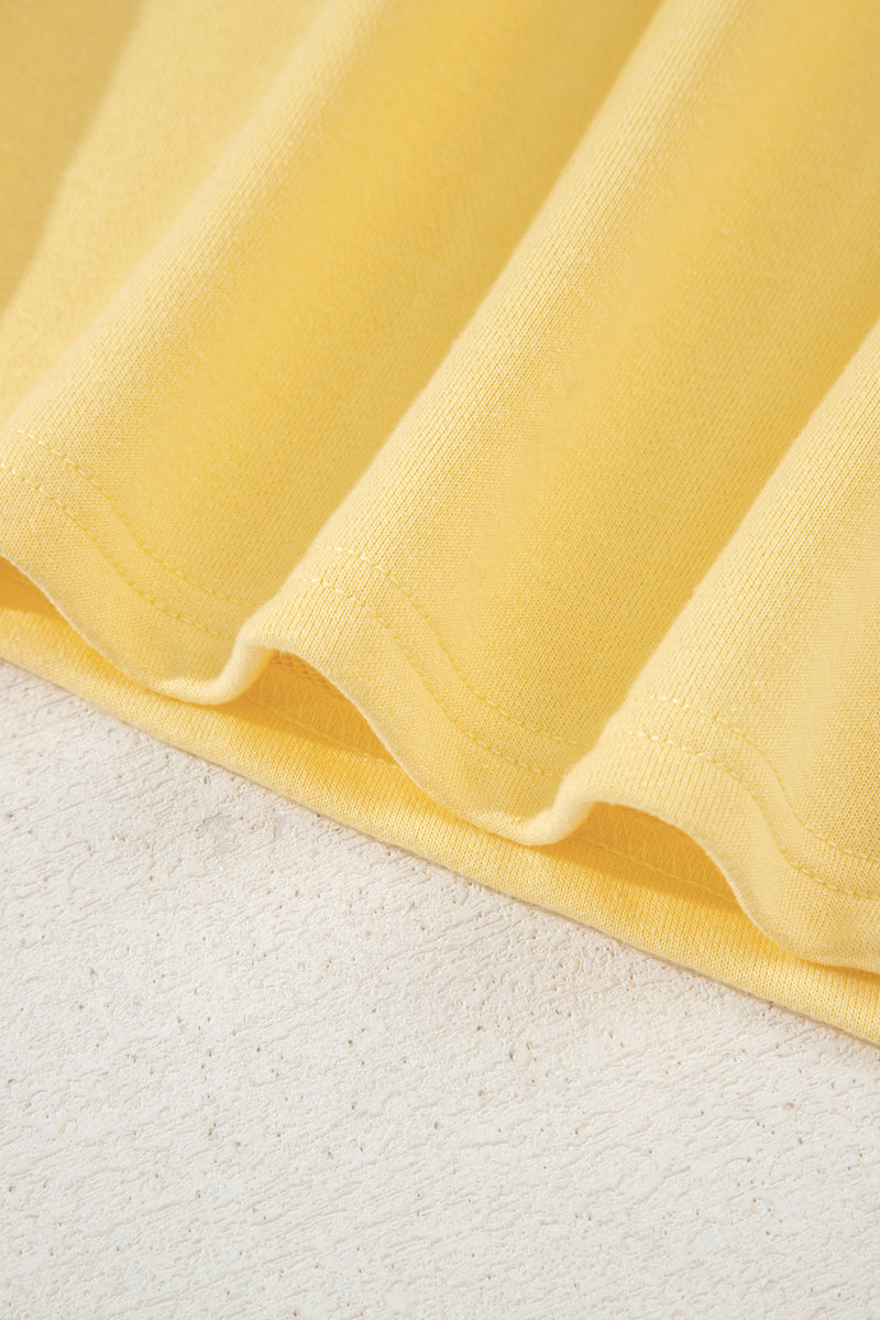 Cream Button Collar Drop Shoulder Pullover and Shorts 2pcs Outfit