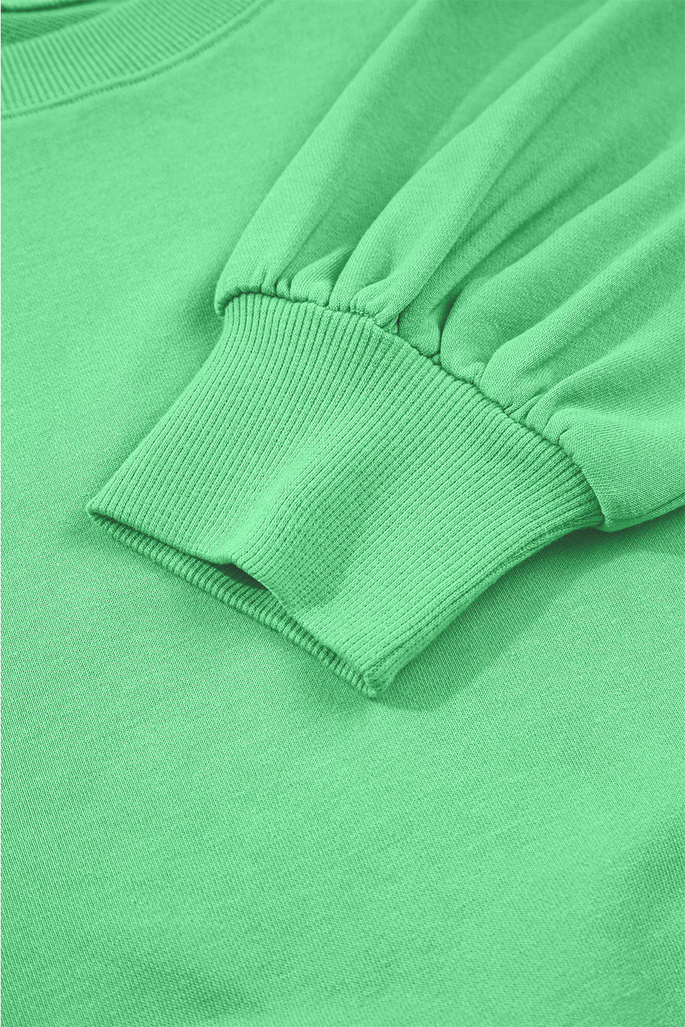 Drop Shoulder Puff Sleeve Crop Pullover Drawstring Wide Leg Pants Set