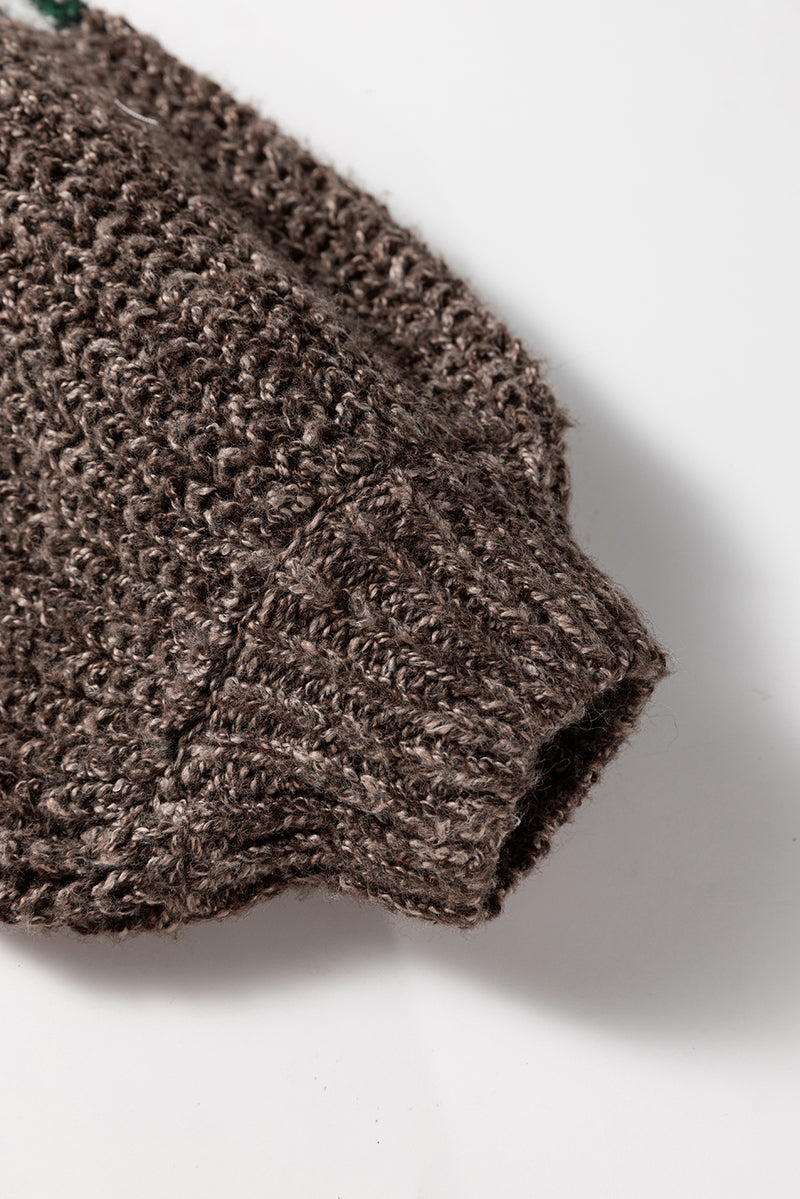 Color Block Patchwork Knotted Back Loose Fit Sweater