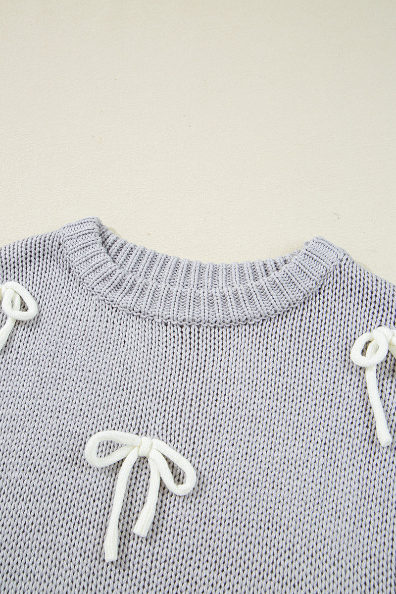 Bowknot Applique Cap Sleeve Sweater