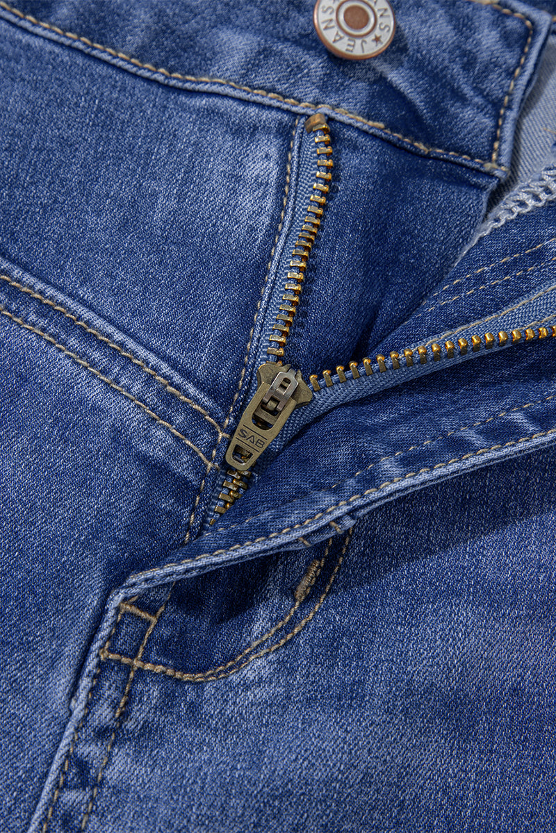 Tailored Center Seam Detail Straight Loose High Rise Jeans
