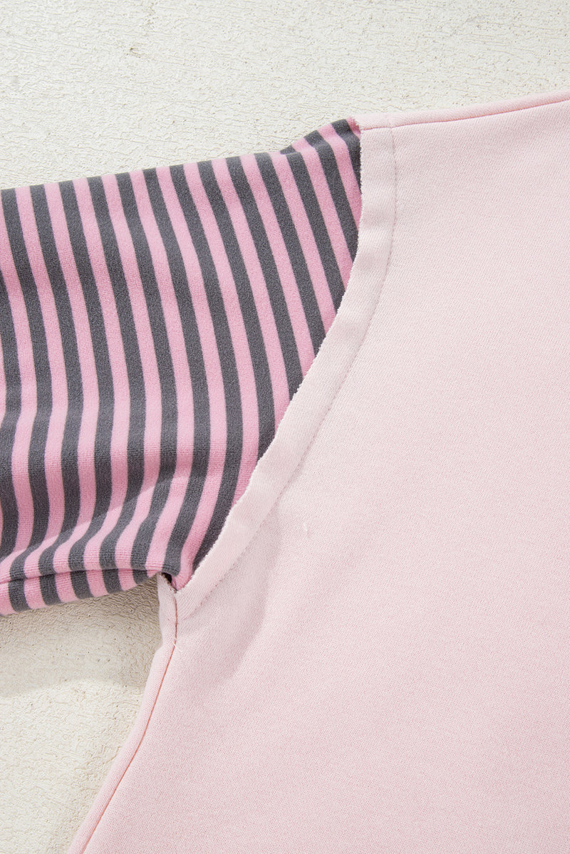 Striped Color block Patchwork Drop Shoulder Sweatshirt