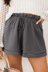 Solid Cotton Gauze Paperbag Shorts