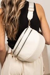 Double Zip Faux Leather Crossbody Bag