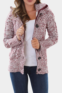 Long Sleeve Button-up Hooded Cardigans