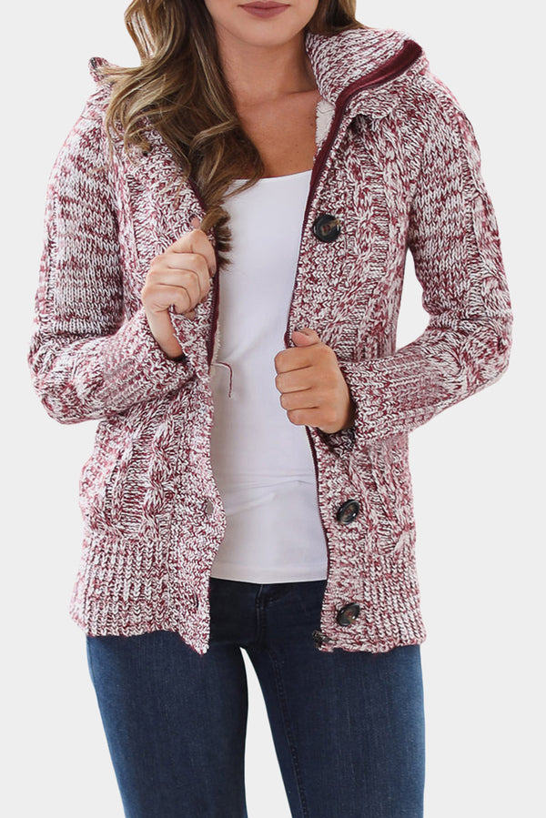 Long Sleeve Button-up Hooded Cardigans