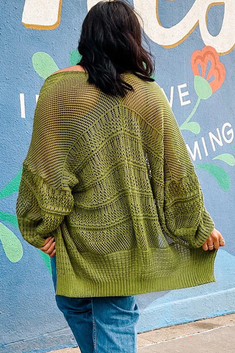 Oversize Crochet Knit Open Cardigan