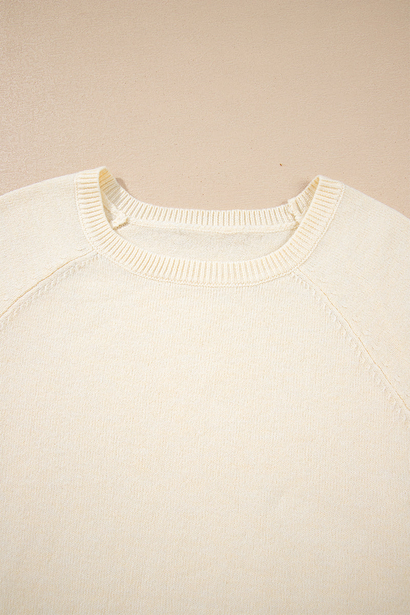 Buttoned Bishop Sleeve Crew Neck Sweater
