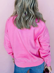 Half Button Stand Neck Drop Shoulder Sweatshirt